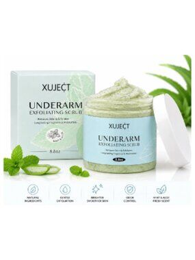 XUJECT Underarm Exfoliating Scrub Mint & Aloe 8.8oz Odor Removal Body Scrub